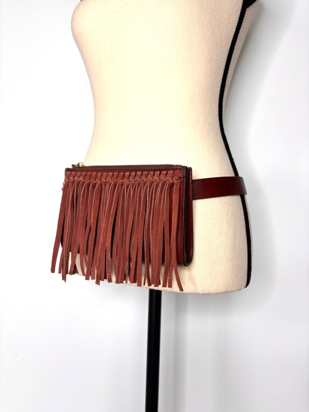 Rebecca Minkoff Stevie Brown Suede Leather Fringe Festival Boho Western Belt Bag - Picture 3 of 13